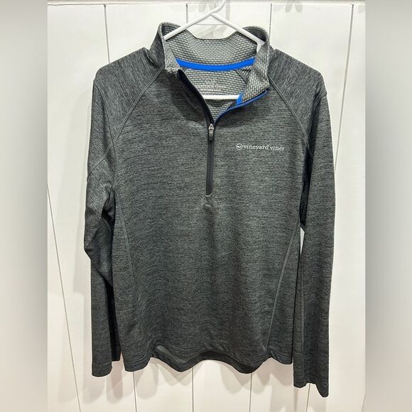 Vineyard Vines Performance Moisture Wicking Grey Polyester 1/4 Zip - Men’s Small - Picture 1 of 4